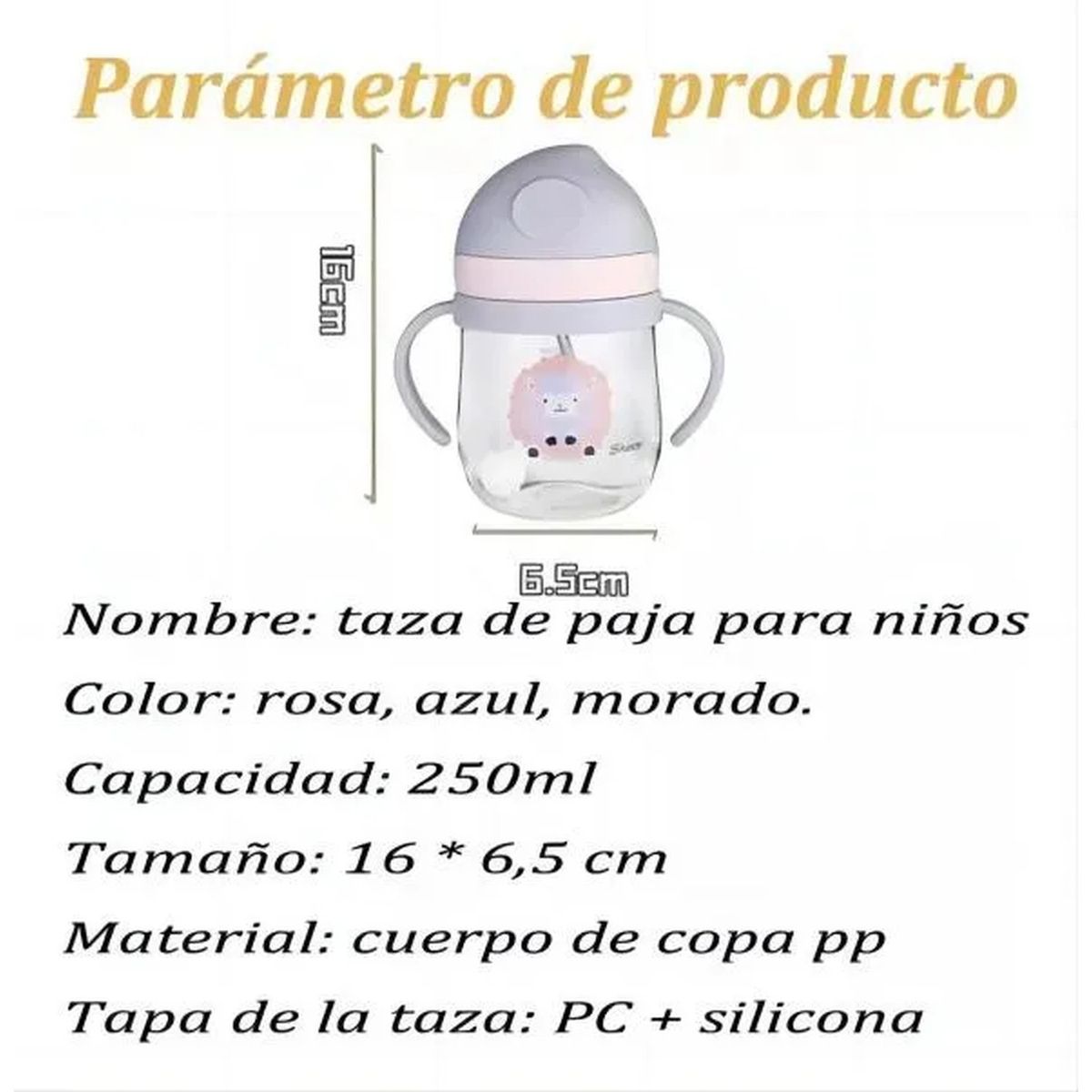 GENERICO - Taza de Paja para Niños 250ml PP Azul