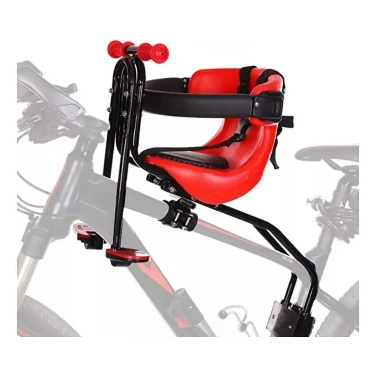 GENERICO - Silla de Bicicleta para Niños Ajustable con Pedales Aluminio Rojo