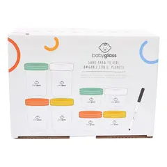 GENERICO - Frascos Herméticos de Vidrio para Alimentos de Bebé con Tapas de Colores 236ml 8 Piezas