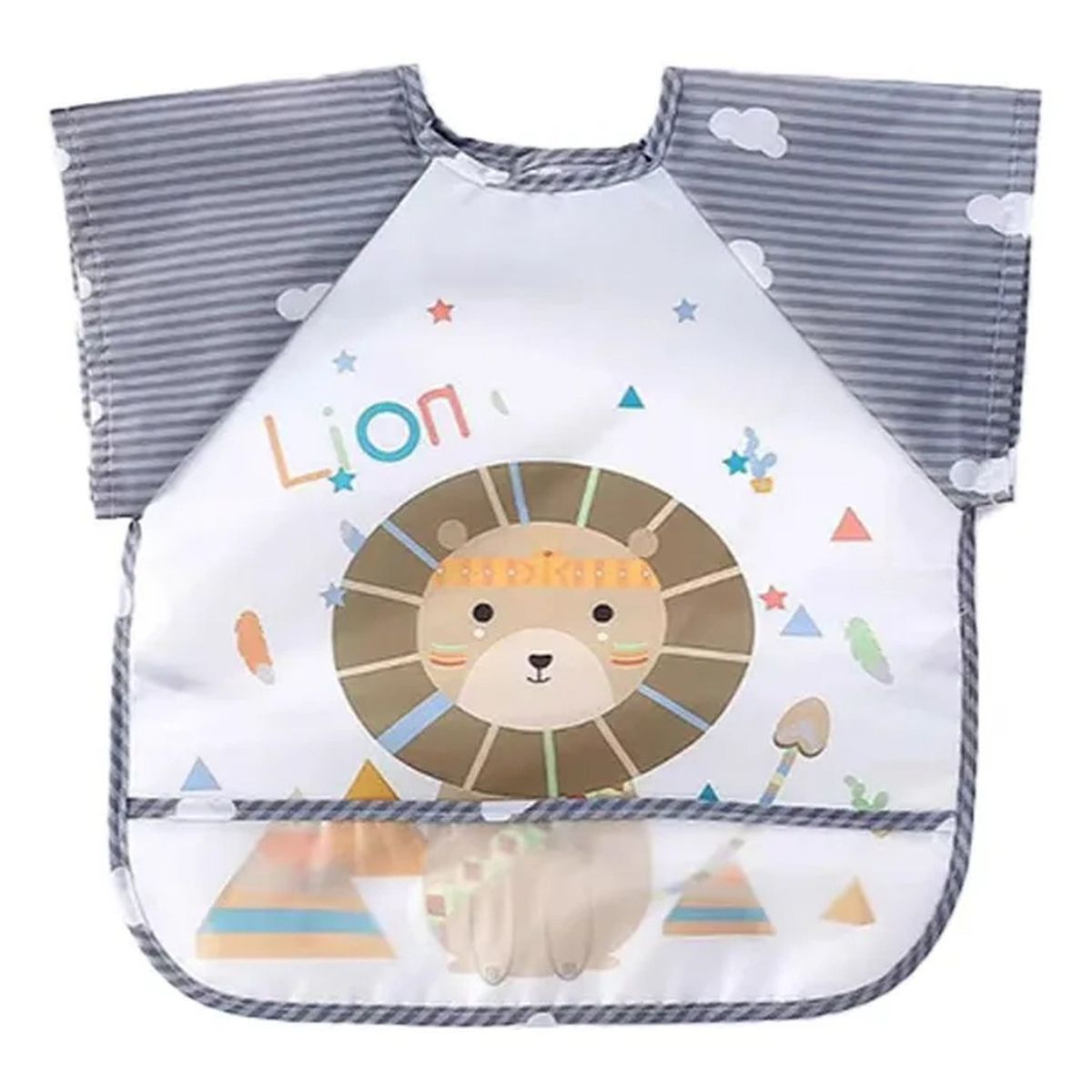 GENERICO - Babero Impermeable Infantil con Mangas y Bolsillo Frontal