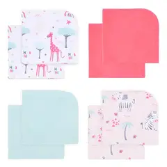 GENERICO - Toallitas de Limpieza Para Bebé Algodón Suave Pack de 8 Multicolor