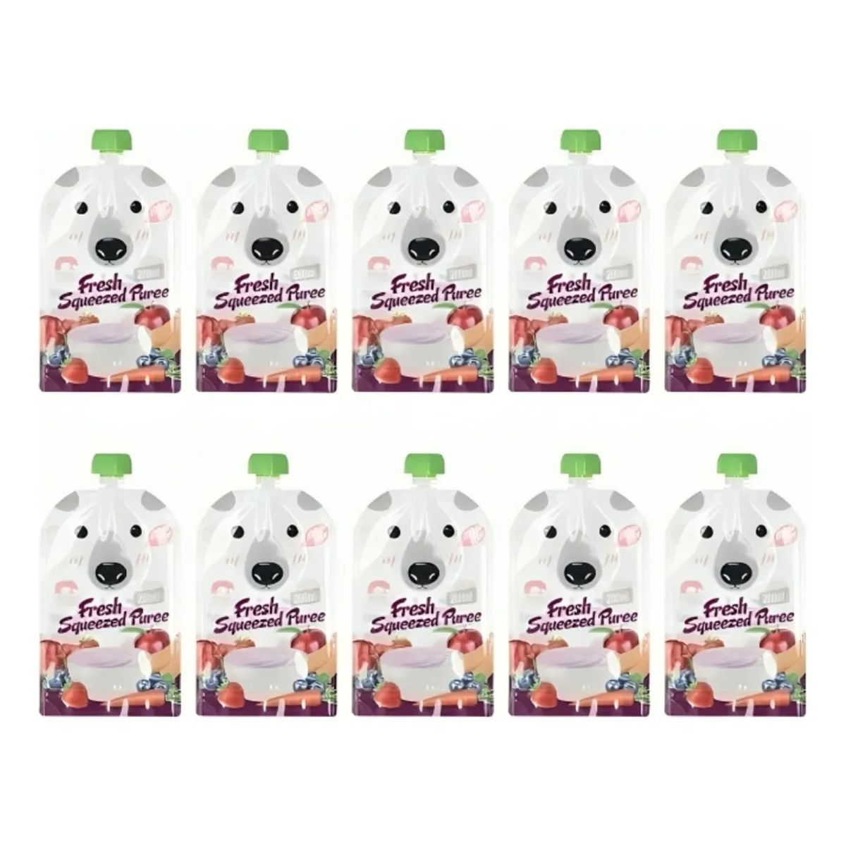 GENERICO - Bolsa Reutilizable Para Papillas Bebé Libre De BPA 200ml Pack 12