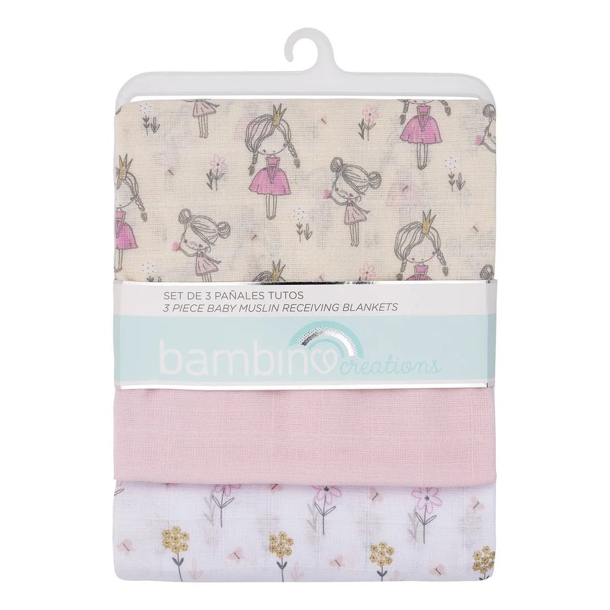 GENERICO - Manta de Muselina Bebé Set de 3 Diseño Floral Rosa
