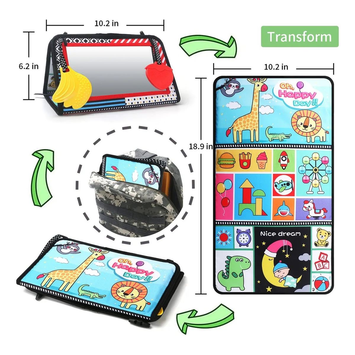 GENERICO - Libro de Tela Interactivo Bebé Aprendizaje Plegable Seguro Multicolor