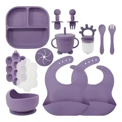 GENERICO - Set de Alimentación Infantil Silicona Antideslizante Lavable Morado