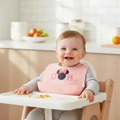 GENERICO - Babero de Silicona Minnie Disney Baby Antiderrames Rosa