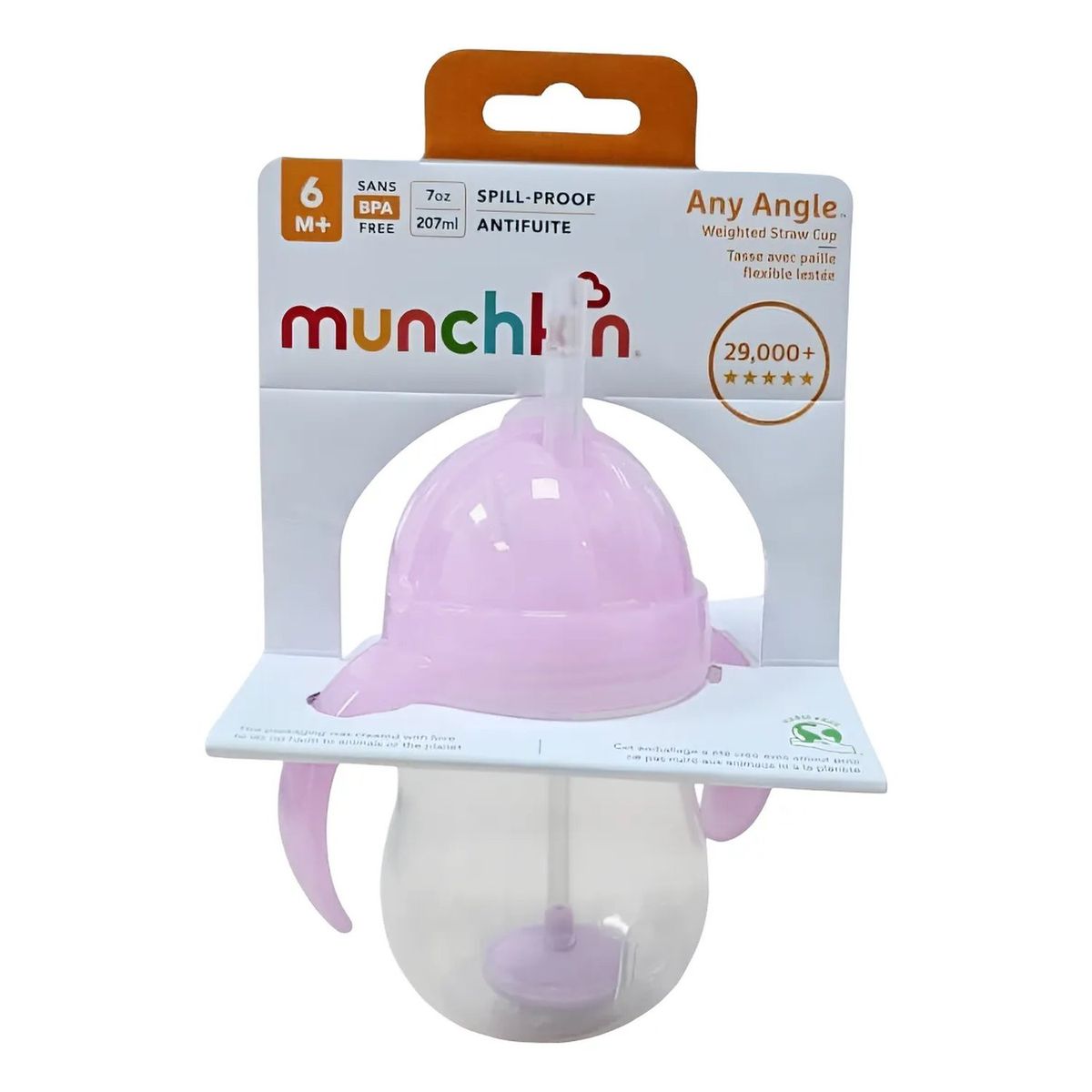 GENERICO - Vaso Con Bombilla Antigoteo Plástico BPA Libre 207ml Rosa