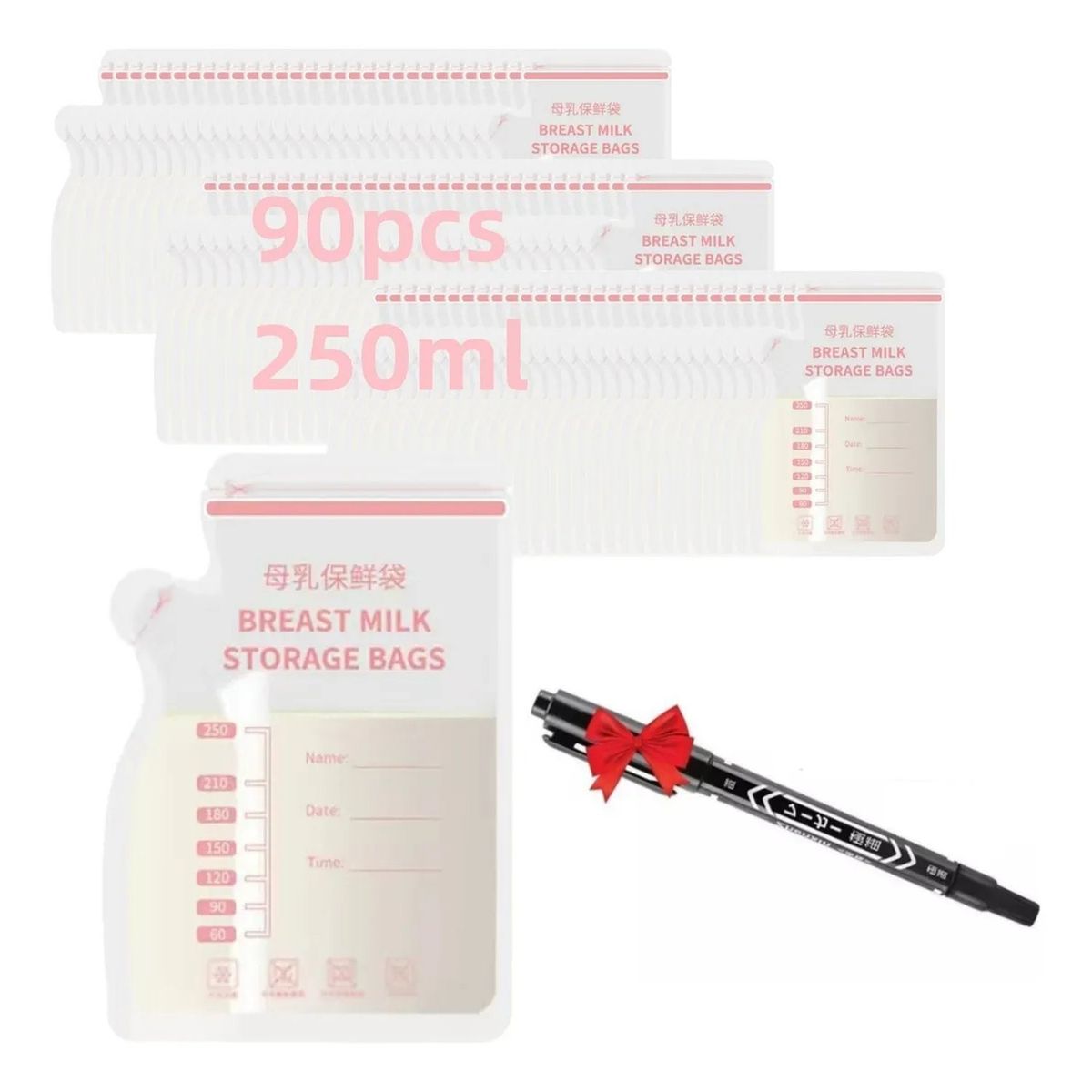 GENERICO - Bolsa de Almacenamiento de Leche Materna 250ml 90 Piezas