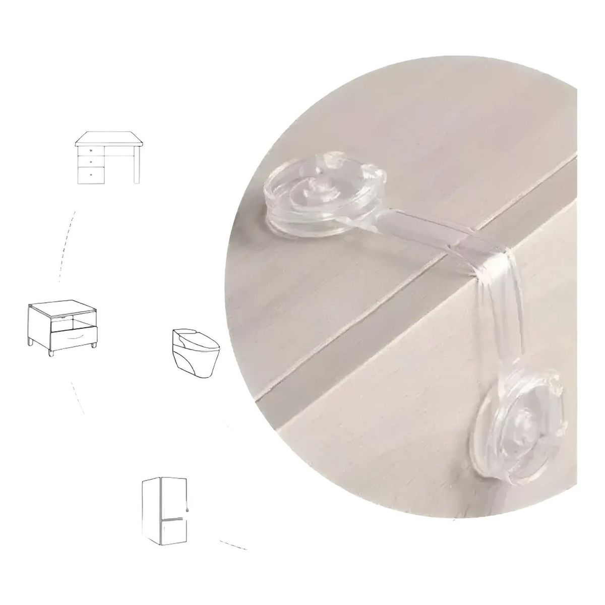 GENERICO - Cierre de Seguridad para Muebles Plástico Transparente Pack de 5