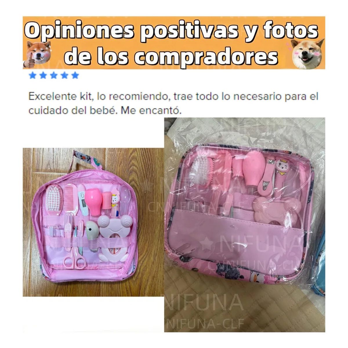 GENERICO - Kit de Cuidado Personal para Bebé Rosa Portátil 13 Piezas