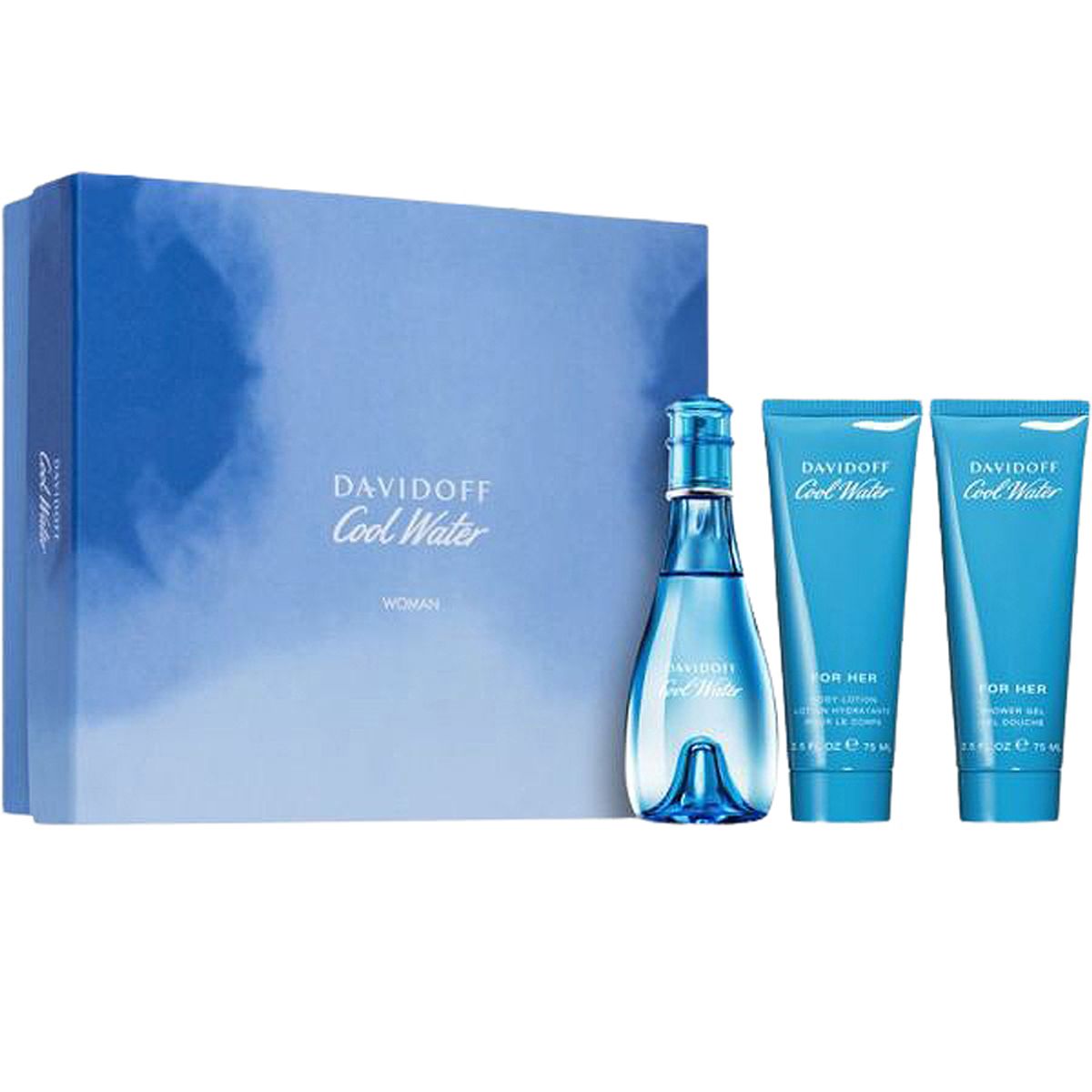 DAVIDOFF - Cool Water Eau de Toilette, Body Lotion & Shower Gel Gift Set for Women - Davidoff