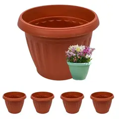 GENERICO - Pack 5 Maceteros Plástico Redondo Terracota 42 cm.