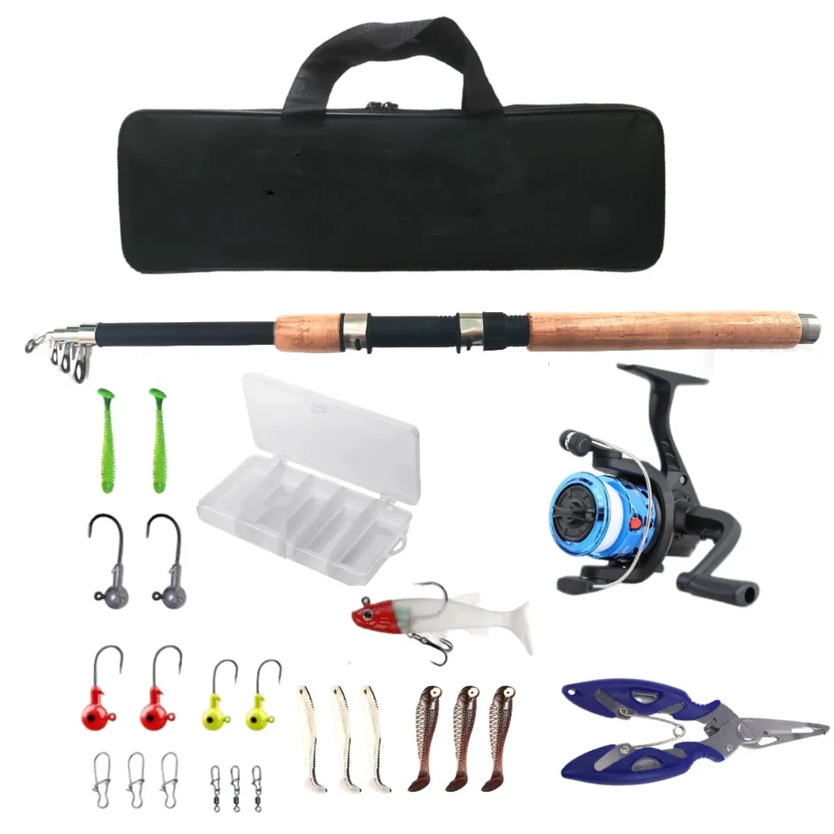 QUICKY - Kit De Iniciación De Caña De Pesca De 210cm Con Accesorios