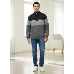 LIKE SHOP - Chaleco Sweater Frisado Hombre Cuello Alto Medio Cierre Colores 2096