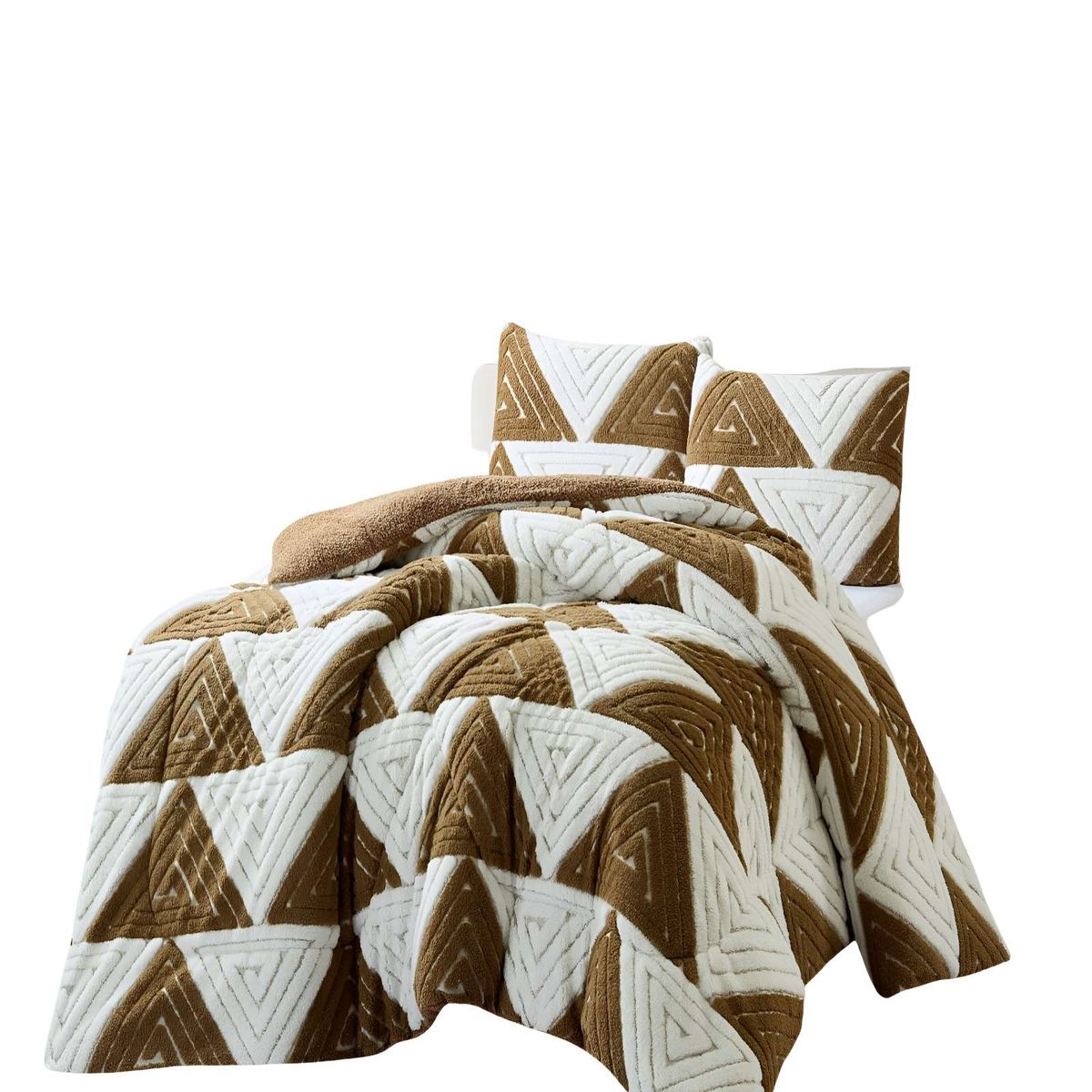 GENERICO - COBERTOR DE JACQUERD CUTTING PLAZA Y MEDIA COLOR BLANCO CON MOSTAZA