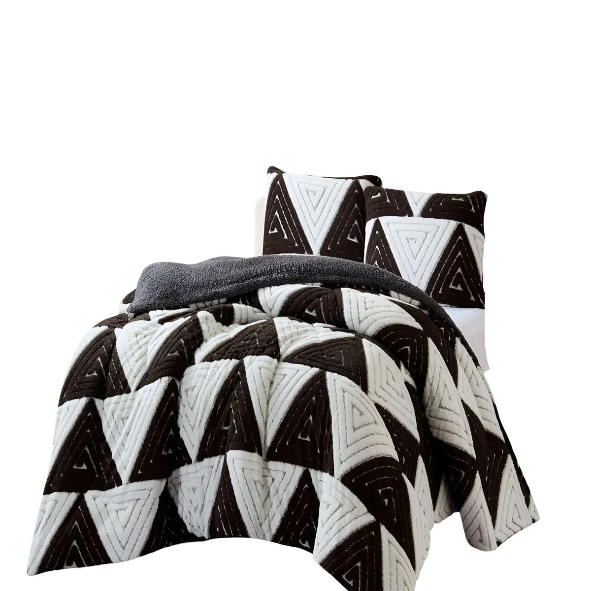GENERICO - COBERTOR DE JACQUERD CUTTING PLAZA Y MEDIA COLOR BLANCO CON NEGRO