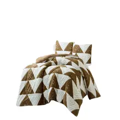 GENERICO - COBERTOR DE JACQUERD CUTTING 2 PLAZAS COLOR BLANCO CON MOSTAZA