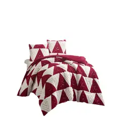 GENERICO - COBERTOR DE JACQUERD CUTTING KING COLOR BLANCO CON ROJO