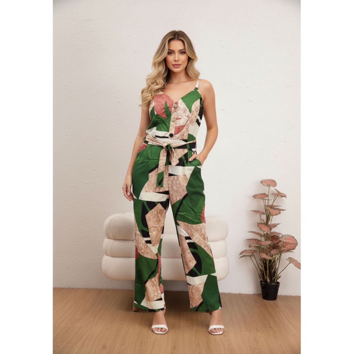 LIKE SHOP - Enterito Mujer Largo Escote V Diseños Casual Fiesta Pabilos A960