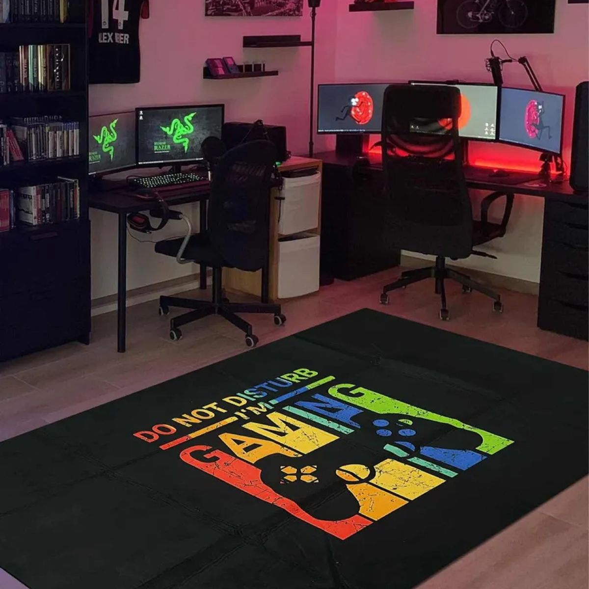 SMARTY - Alfombra Lisa Juvenil Infantil Gamer Diseño Distrito Gamer 150x200CM