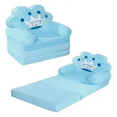 GENERICO - Sofa Infatil Mueble Plegable Para Bebe Corona Azul