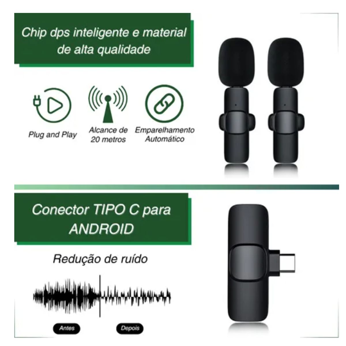IRM - Micrófono Solapa Bluetooth K9 Negro Omnidireccional Android iPhone