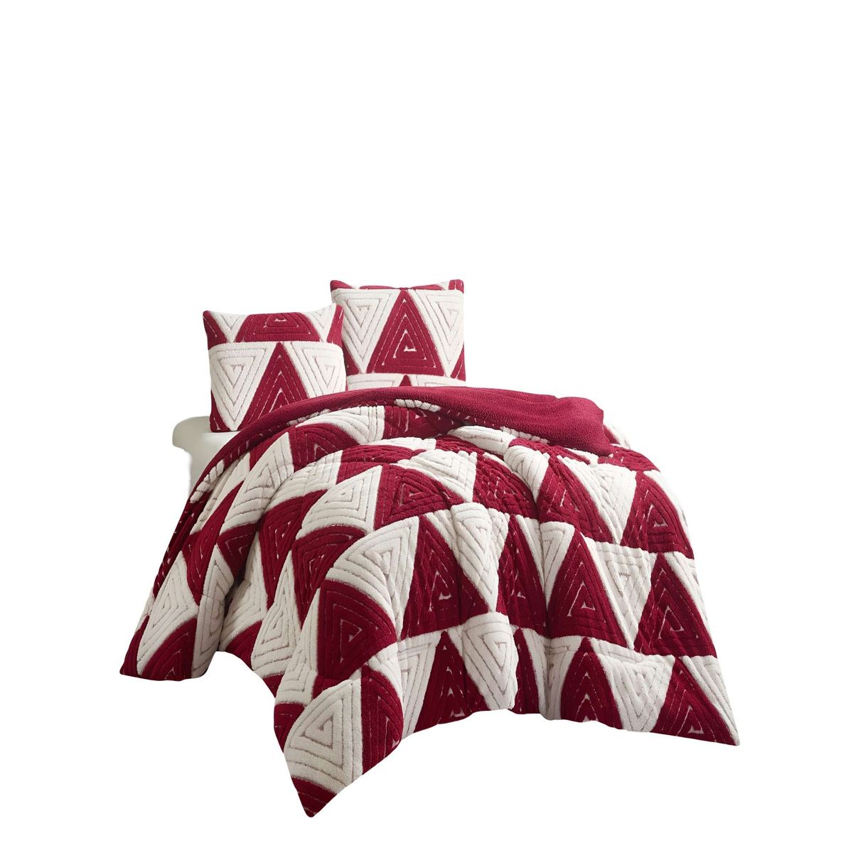 GENERICO - COBERTOR DE JACQUERD KING  COLOR BLANCO CON ROJO