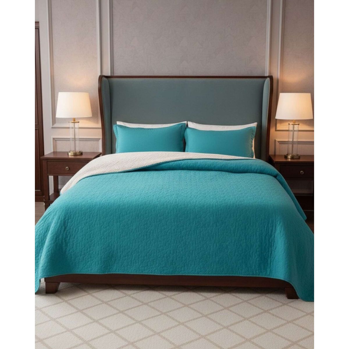 GENERICO - COBERTOR COLCHA QUILT SHERPA KING MEDIDA 250X270 CM_.