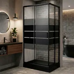 JOYTEK - Shower Rectangular Style Negro 100x80x198cm Incluye Receptáculo