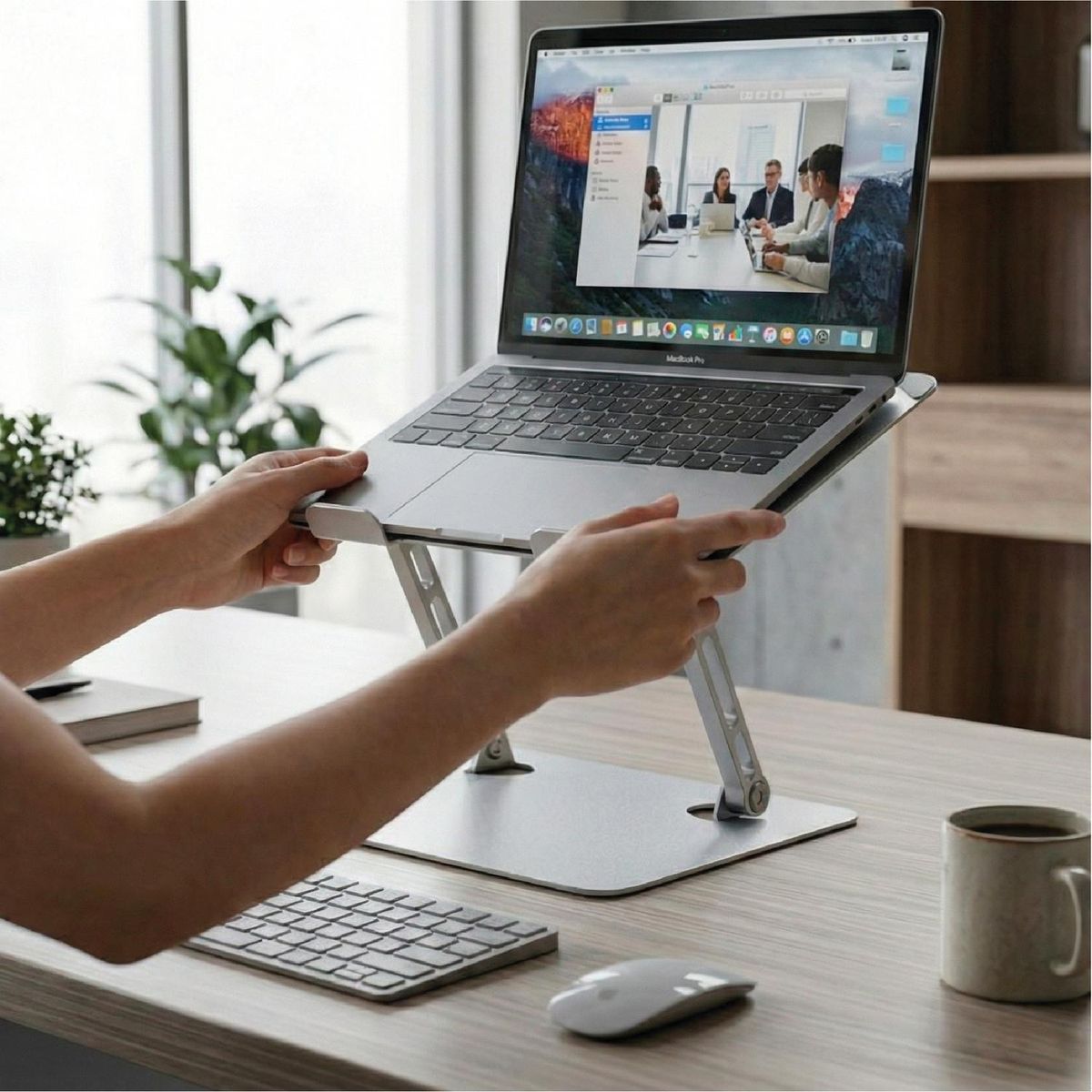 LEVO - Soporte Base Alzador Notebook Plegable Ajustable Gris LEVO