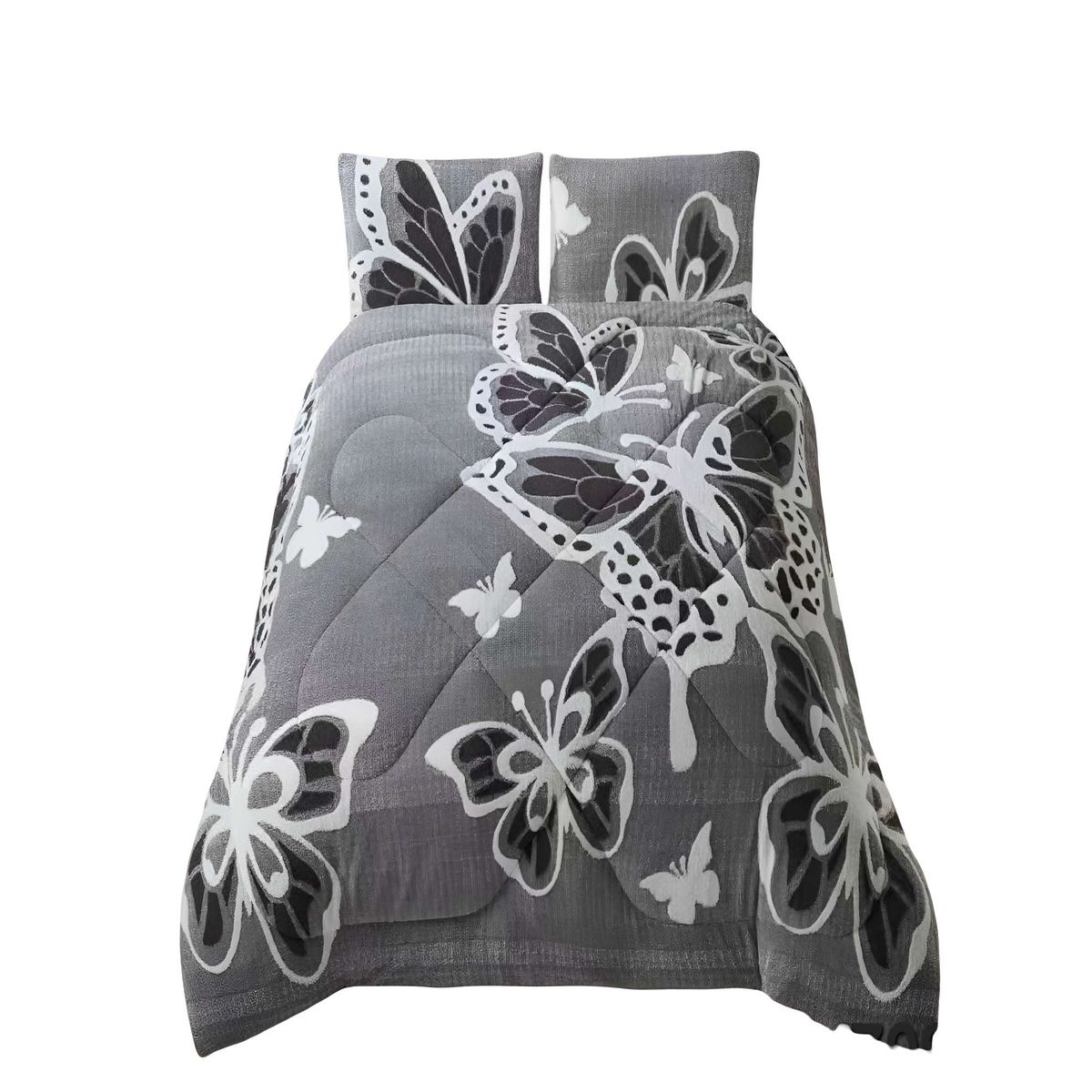 GENERICO - COBERTOR DE JACQUERD CUTTING CON MARIPOZAS 2P 230CMX250CM COLOR GRIS