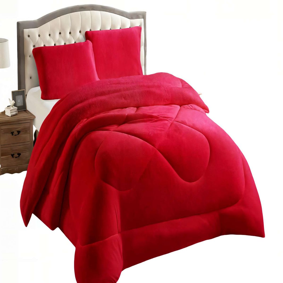 GENERICO - COBERTOR PLUSH CON CHIPORRO 1,5P 180CM X 200CM COLOR ROJO