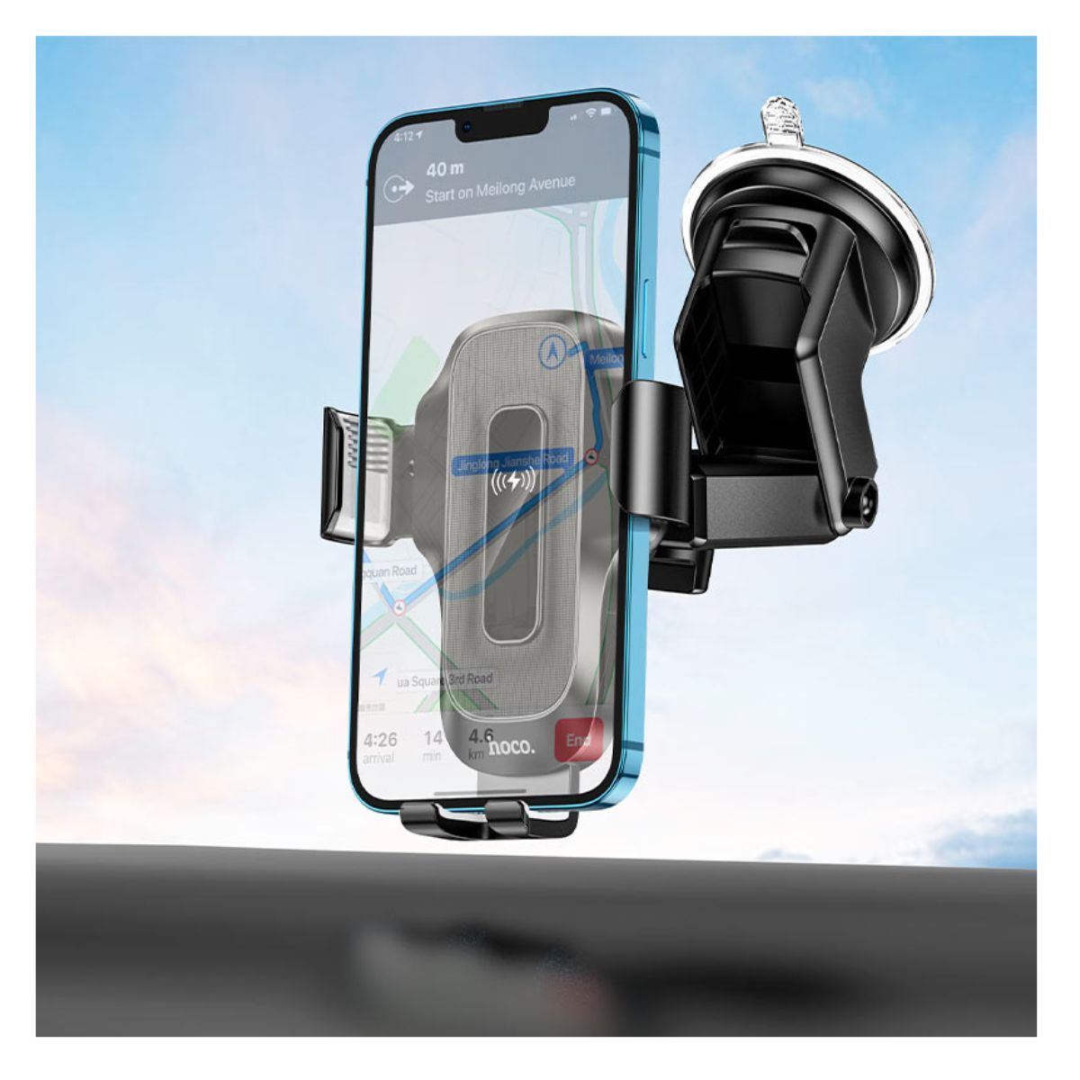 HOCO - Soporte De Auto Con Carga Inalambrica Gravity Quick Charge
