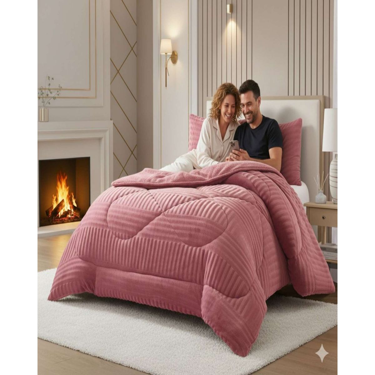 GENERICO - Cubrecama King Sherpa Chiporro Invierno Extra Suave Premium