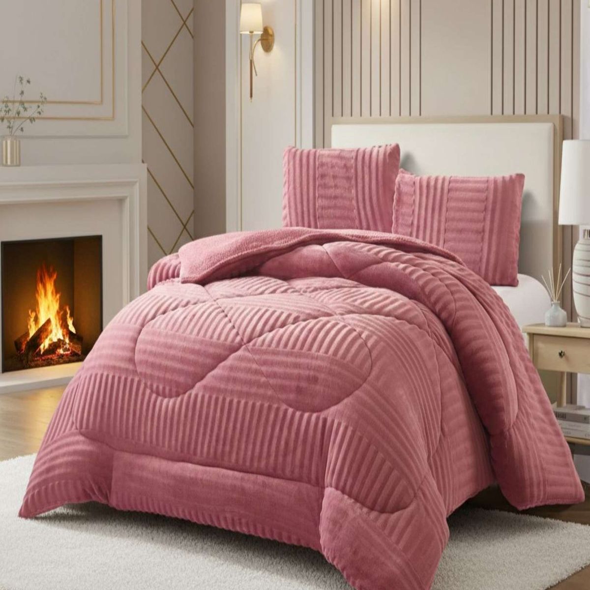 GENERICO - Cubrecama King Sherpa Chiporro Invierno Extra Suave Premium