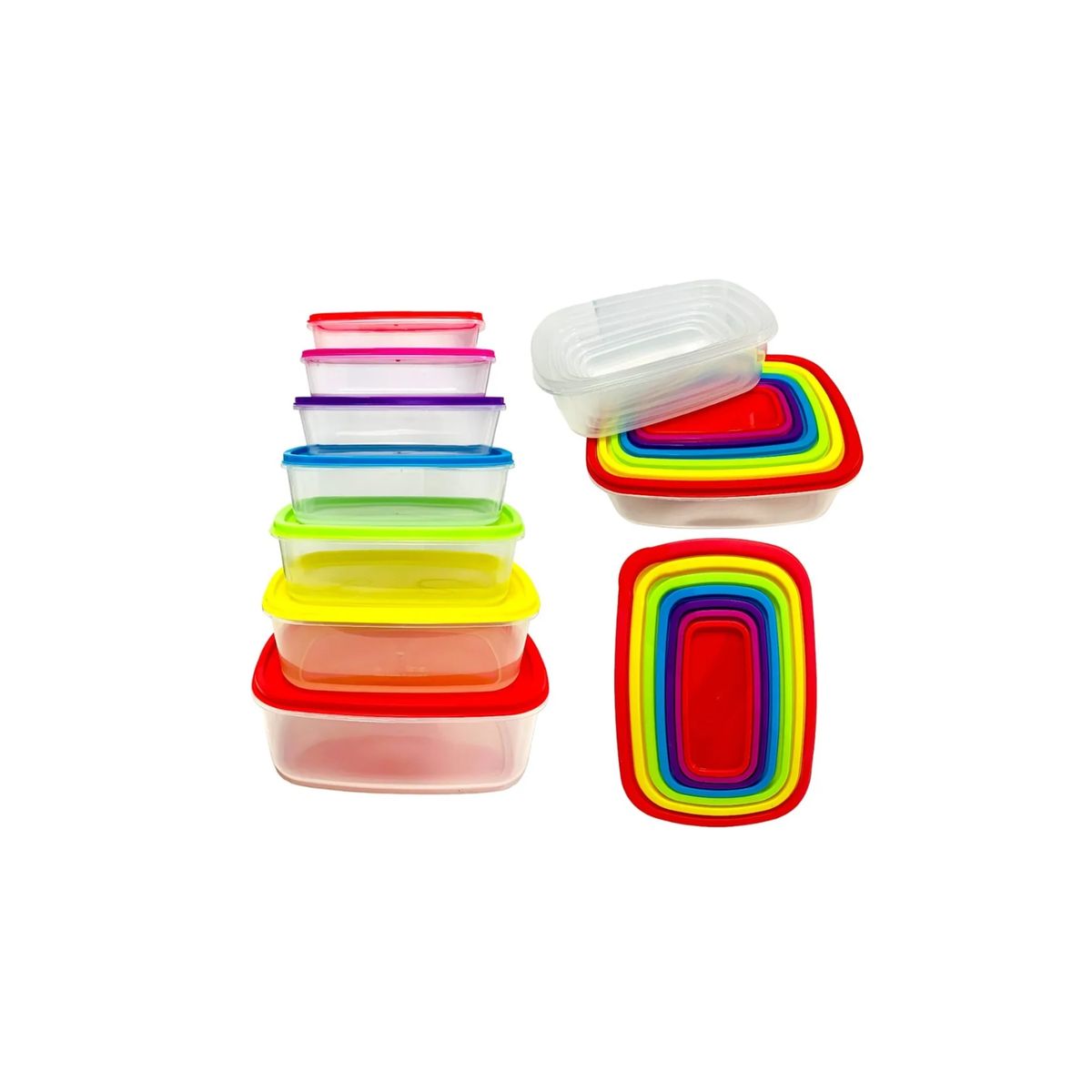 GENERICO - Set 7 Taper Rectangular Potes Plasticos Contenedores Comida Varios