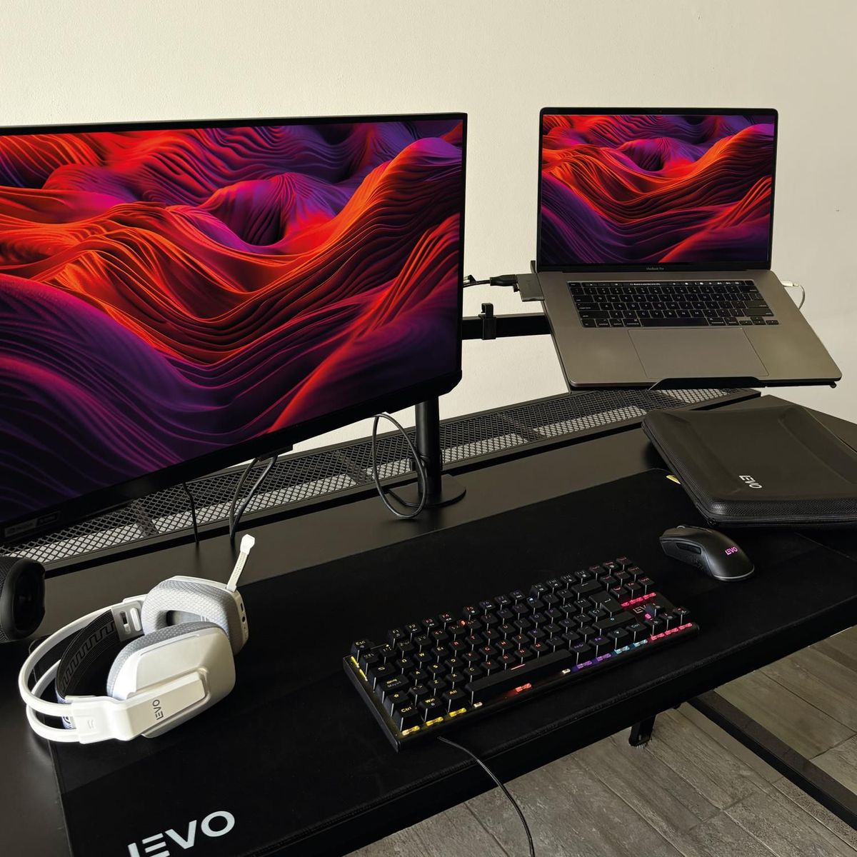 LEVO - Soporte Brazo Doble Monitor Notebook Escritorio Negro LEVO