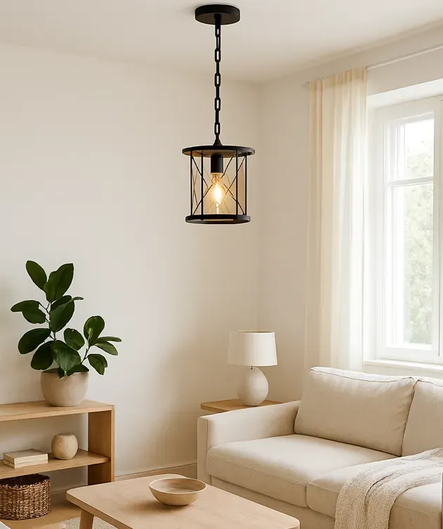 Lampara Colgante De Hierro Farol Vintage E27 Negro