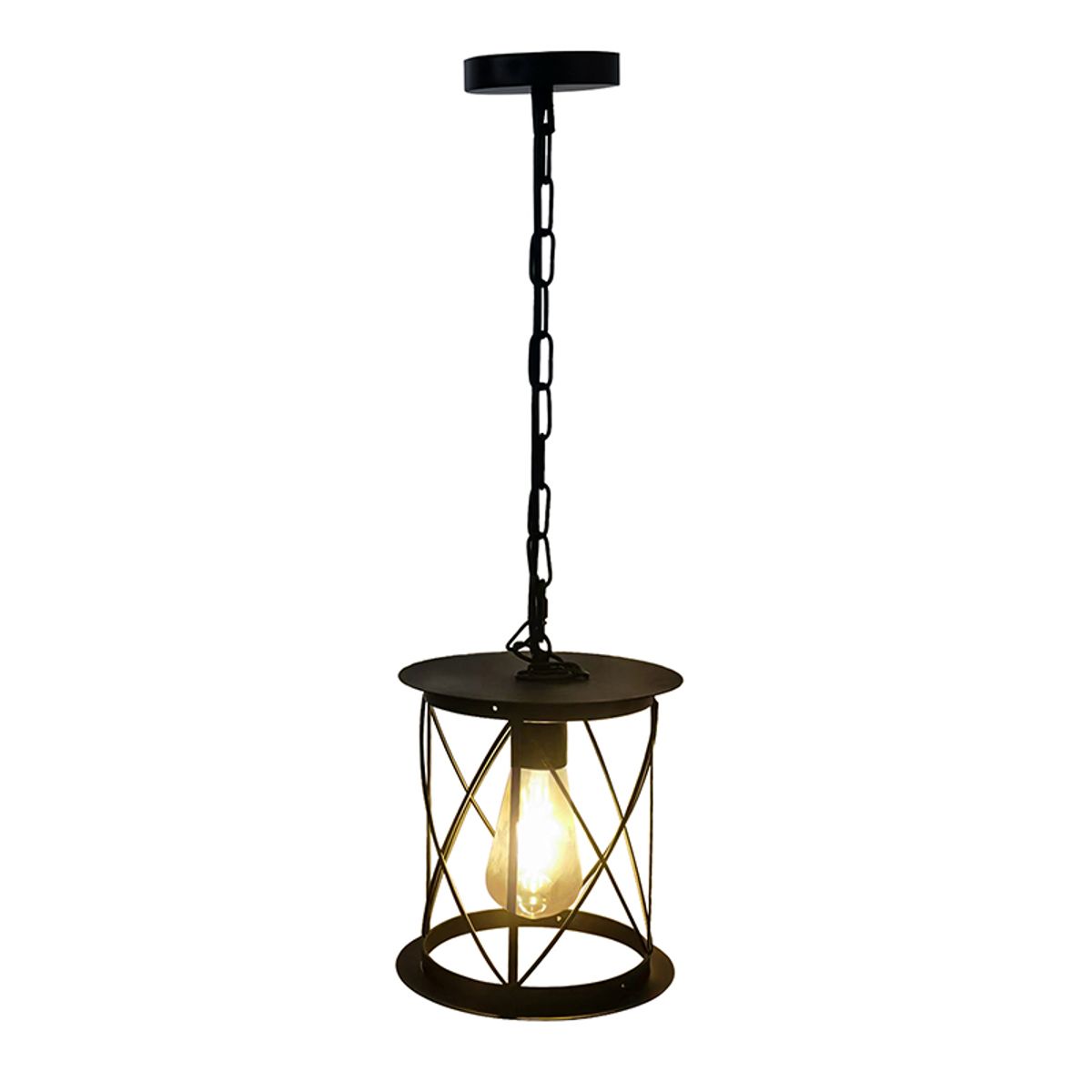 WANT - Lampara Colgante De Hierro Farol Vintage E27  Negro