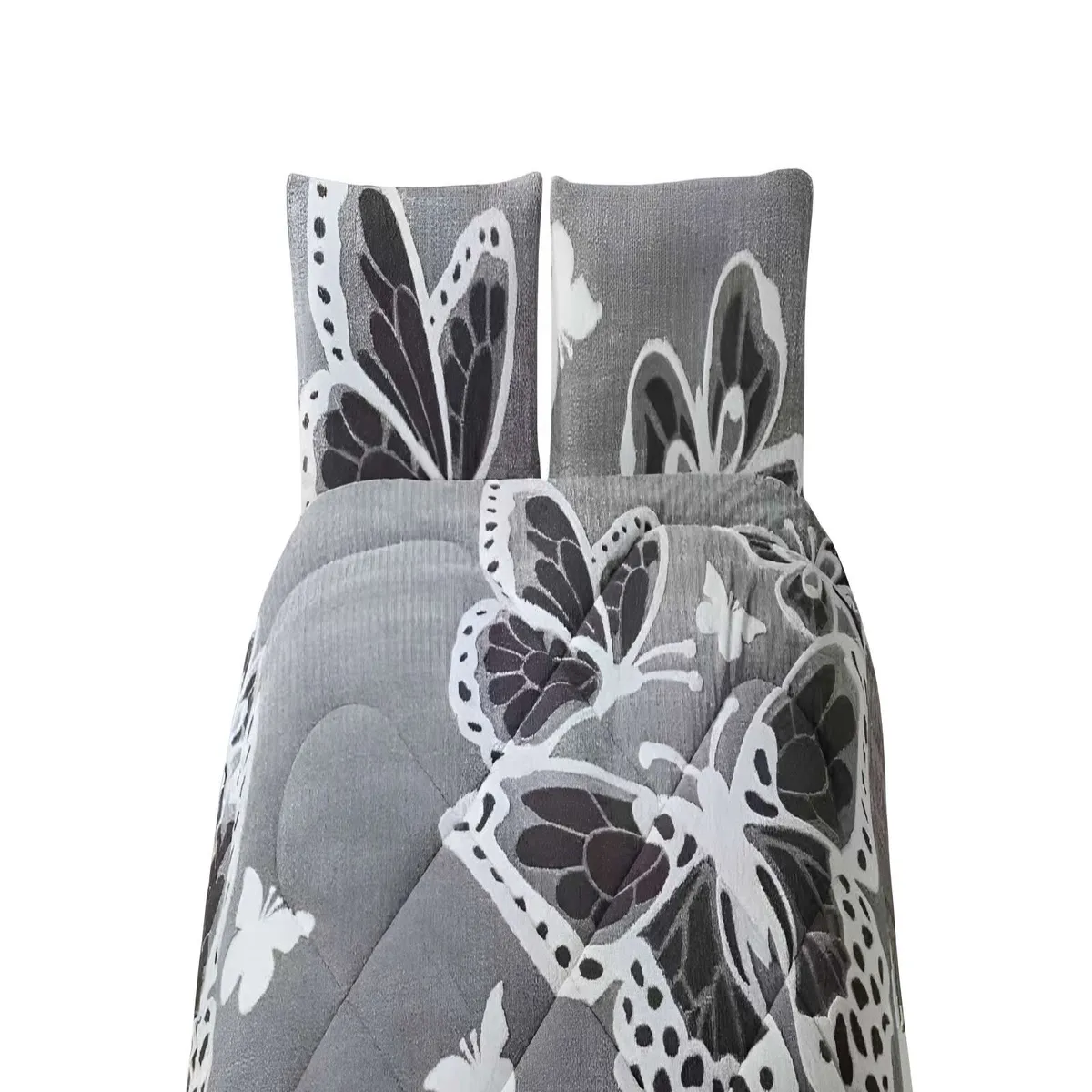 GENERICO - COBERTOR DE JACQUERD CUTTING CON MARIPOZAS 2PS COLOR GRIS