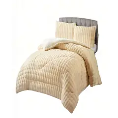 GENERICO - COBERTOR IMITACION DE PIEL DE CONEJO TAMAÑO KING COLOR AMARILLO