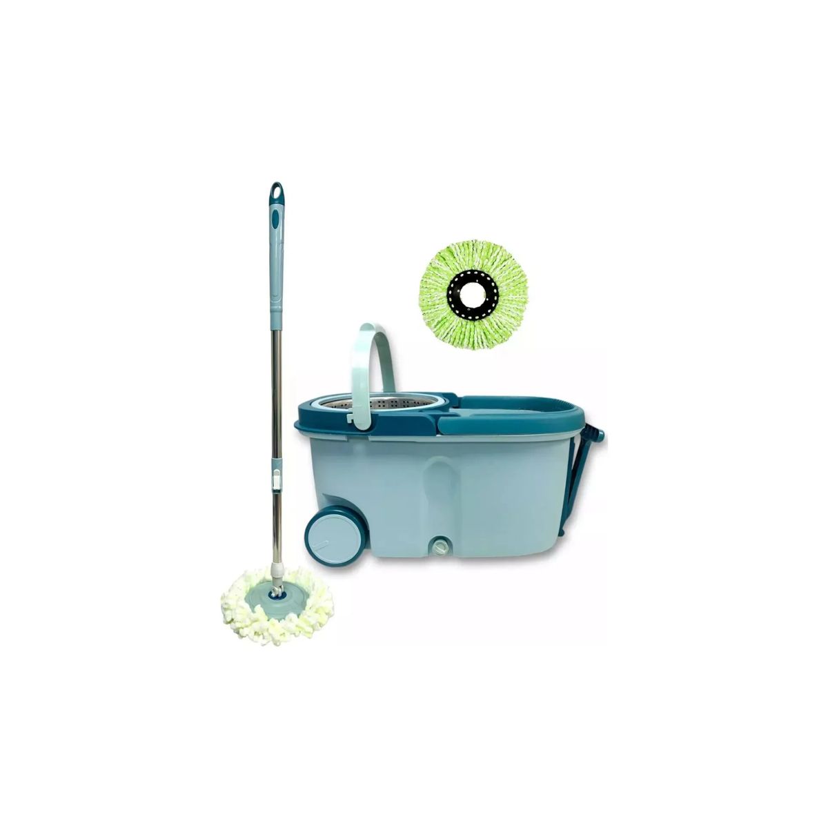 GENERICO - Trapeador Giratorio Mopa Para Piso Mopa Giratorio 360° Balde azul acero