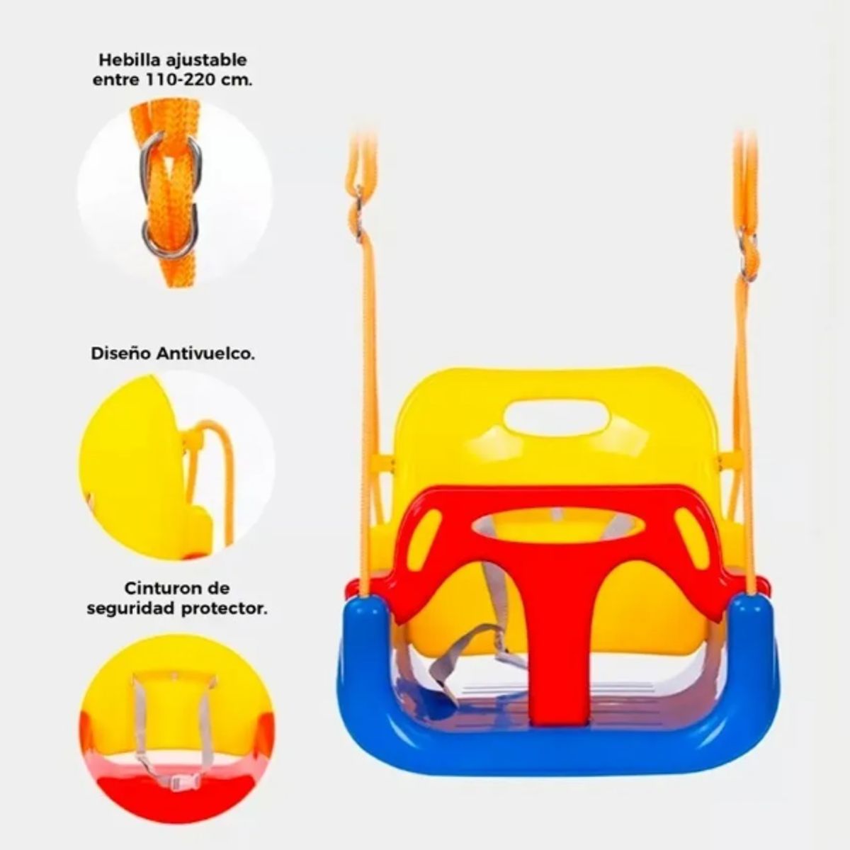 GENERICO - Columpio Silla Asiento 3 En 1 Ajustable Para Bebé Y Niños Azul