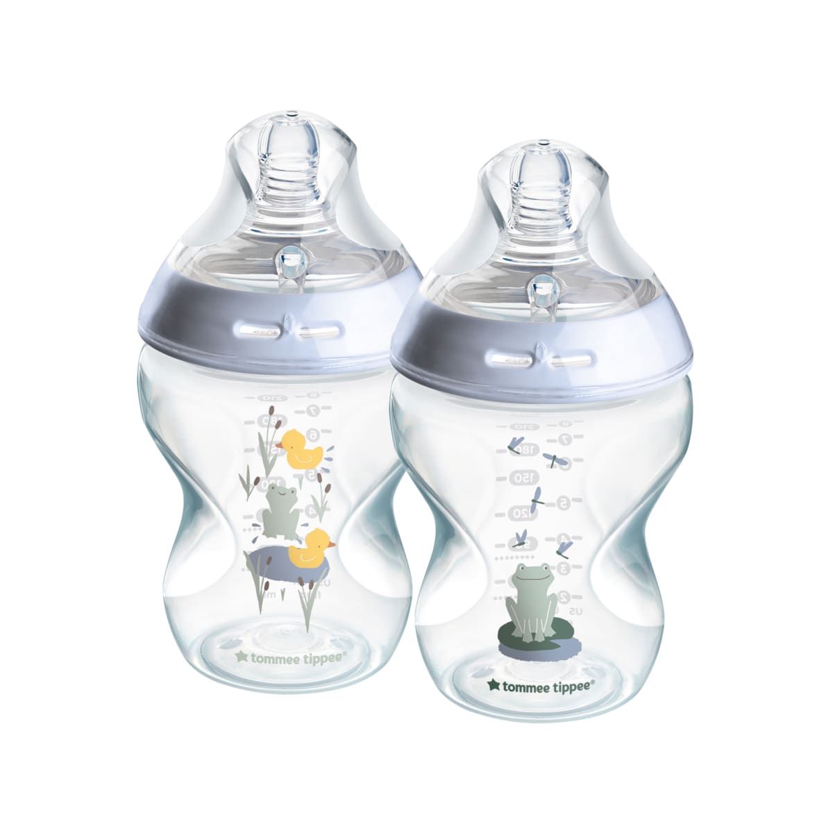 TOMMEE TIPPEE - PACK 2 MAMADERAS FLUJO LENTO 260ML NATURAL START 0 MESES+ CELESTE