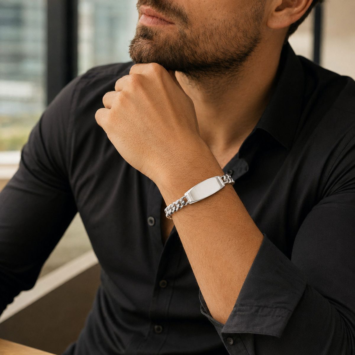 JOYAS MYTOKE - Pulsera Grumet Piocha Brazalete Gruesa Plata Fina 925 Hombre