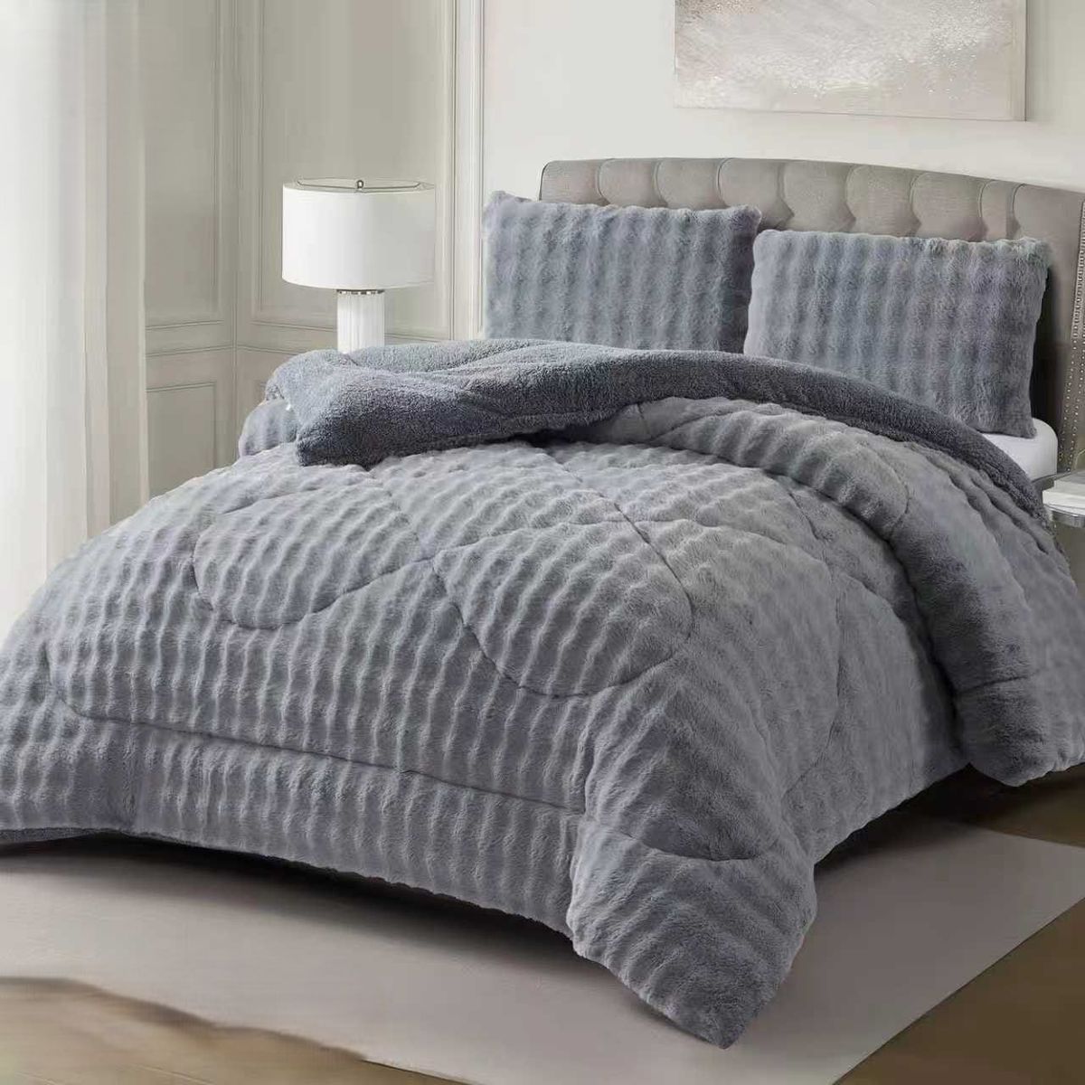 GENERICO - COBERTOR GRUESO CON TEXTURA PIEL DE OVEJA CON CHIPORRO