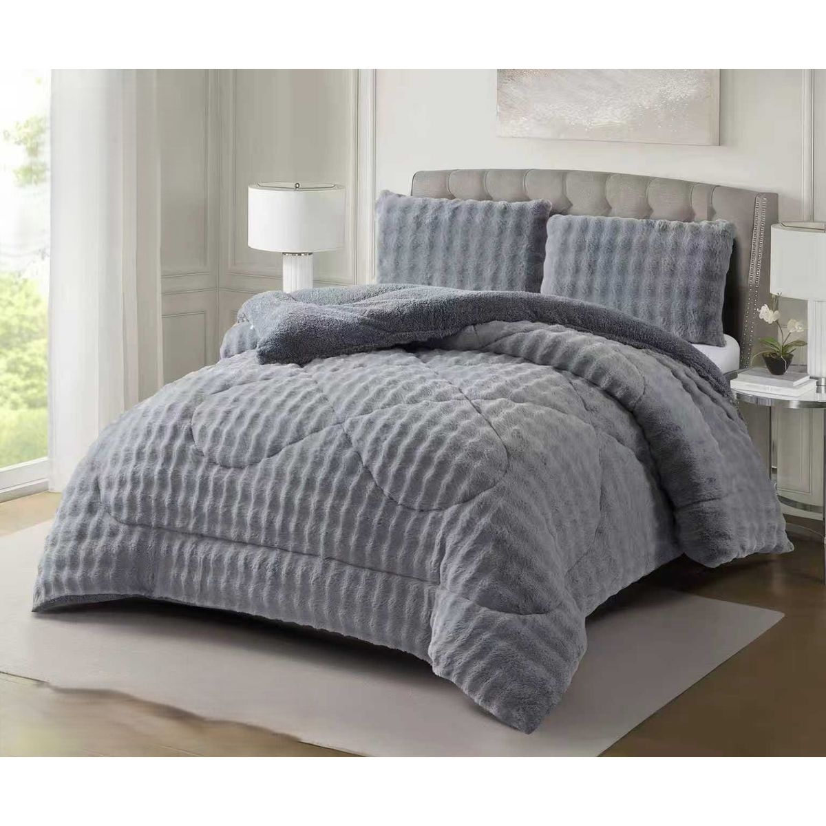 GENERICO - COBERTOR GRUESO CON TEXTURA PIEL DE OVEJA CON CHIPORRO