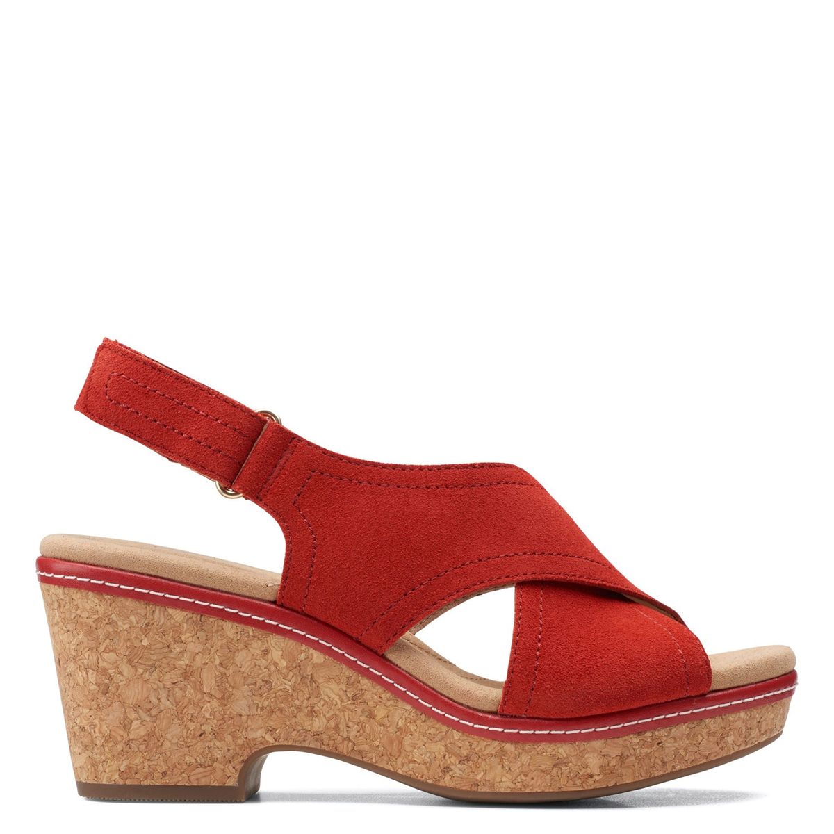CLARKS - Clarks Sandalia Mujer Cuero Roja