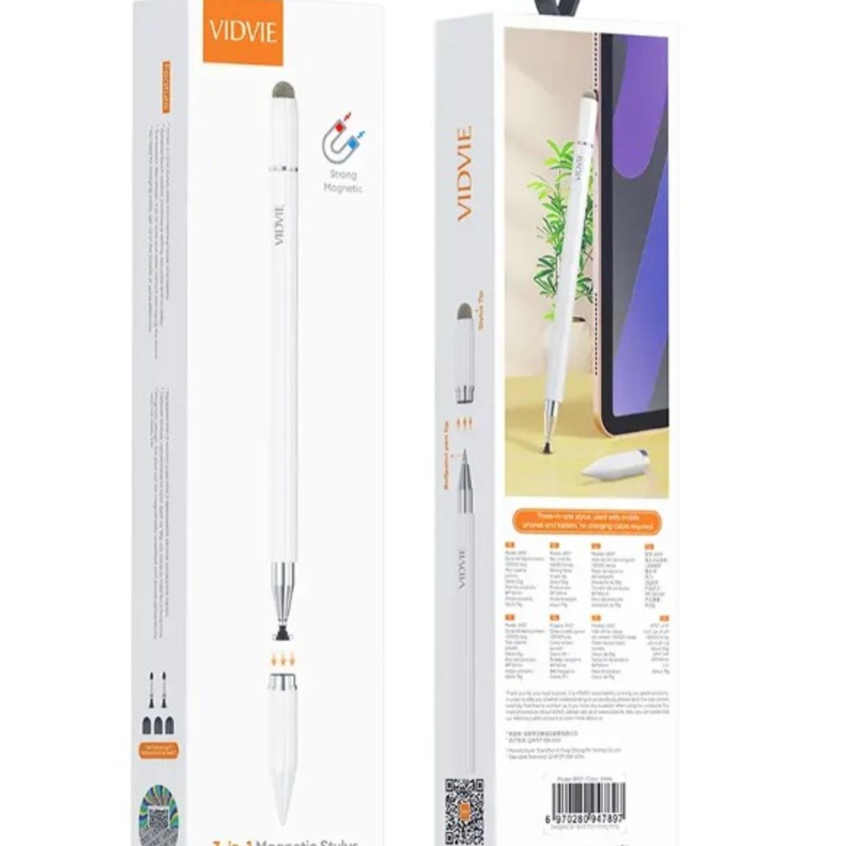 GENERICO - Lapiz Capacitivo 3 En 1 Magnetico Stylus Universal Blanco