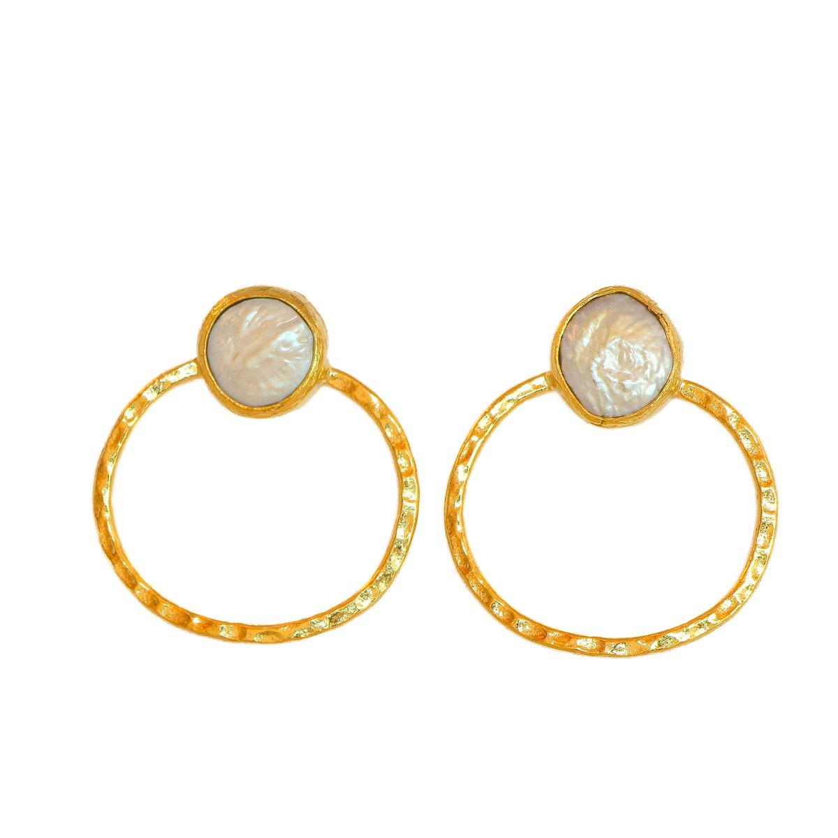 TURKUAZ - Aros Amina perla - Baño de oro 22k